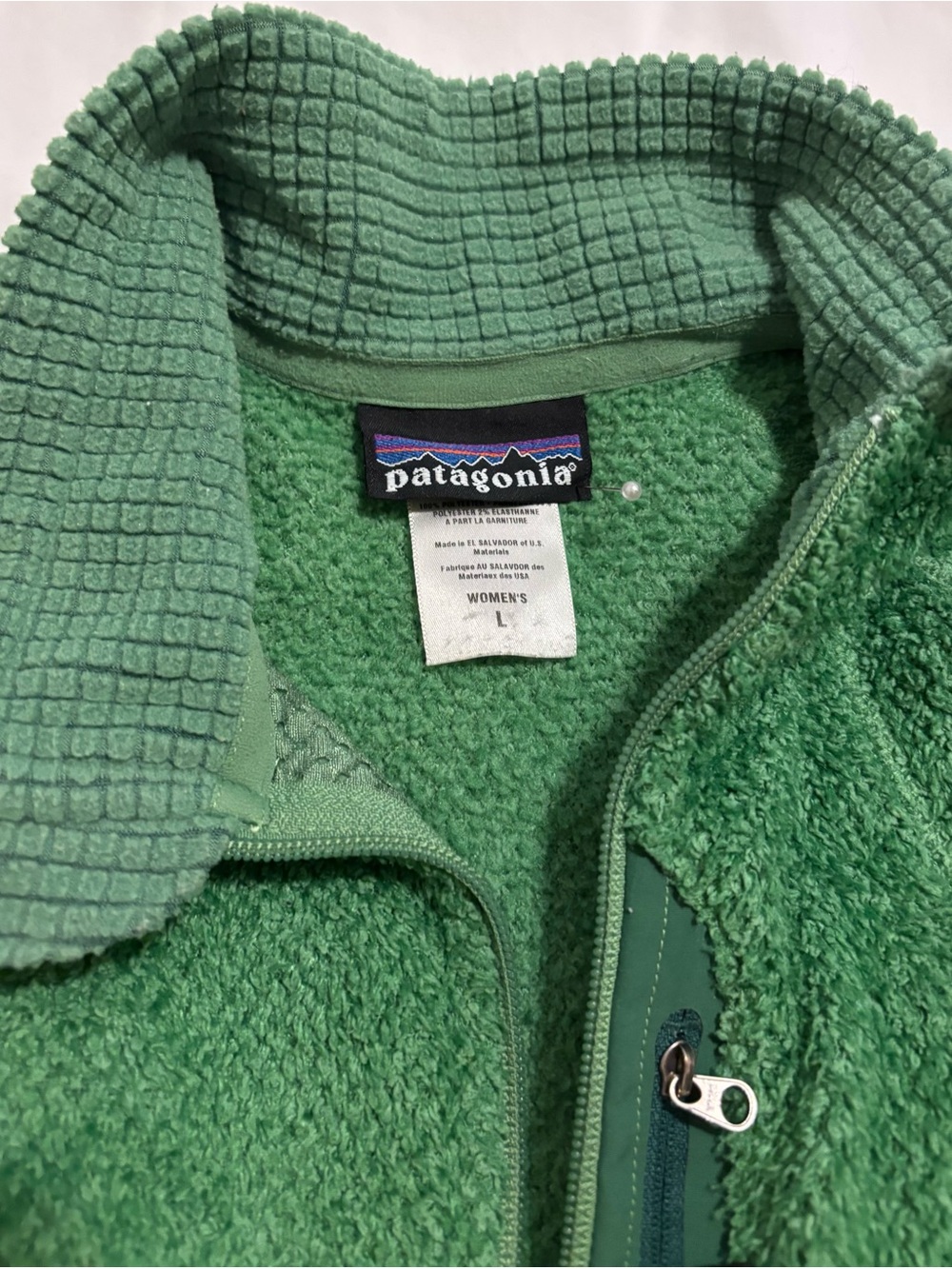Patagonia Green High-Pile Fleece Jacket Women’s Large Full Zip Outdoor Hiking - Picture 11 of 11